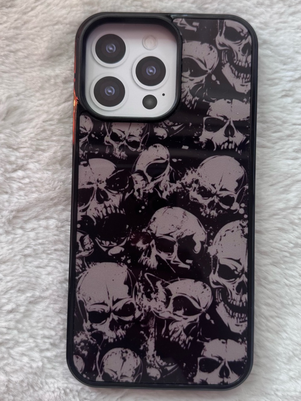 Black Halloween Skull iPhone Case
